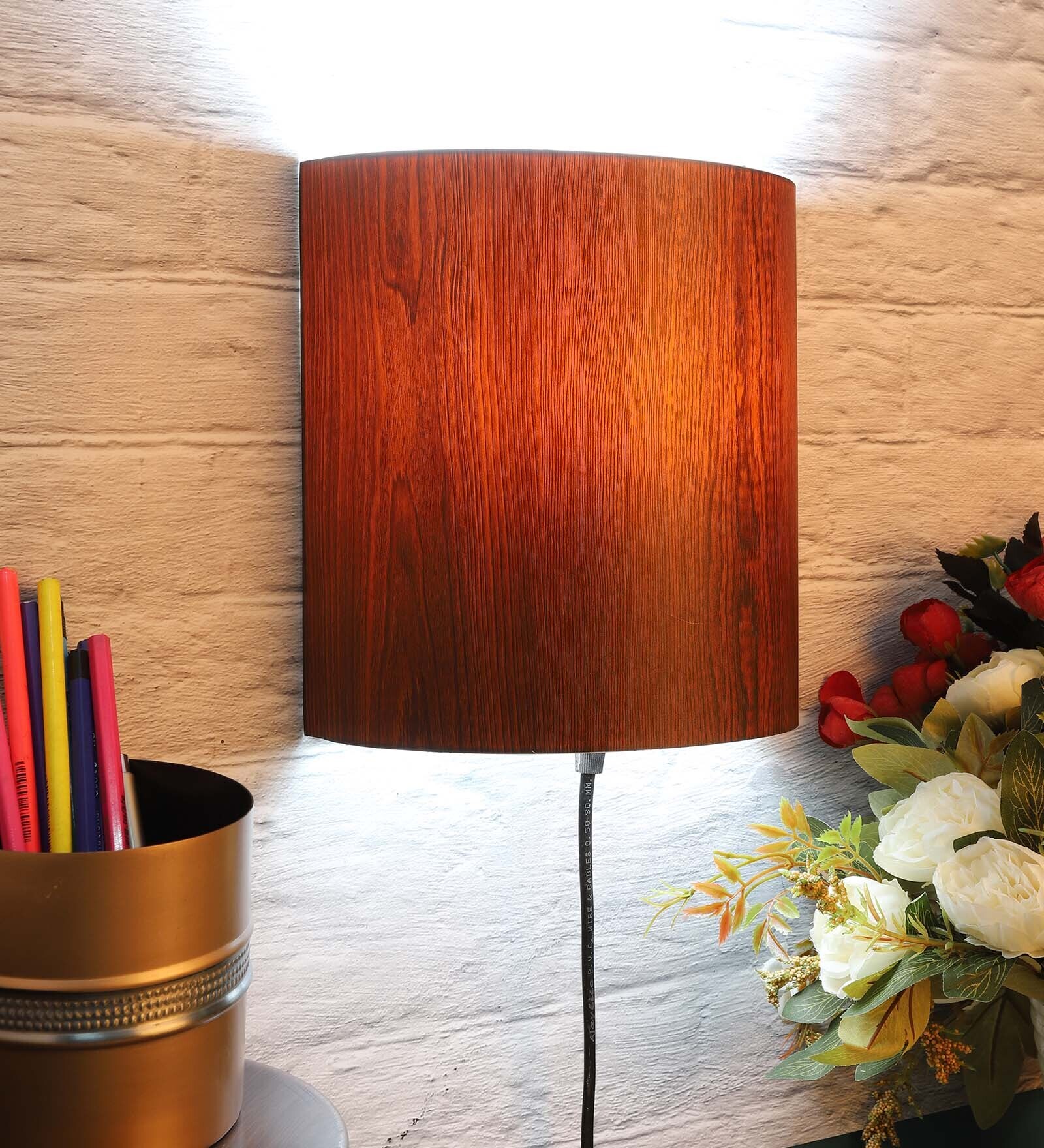 Rimini Brown Paper Flush Mount Wall Light