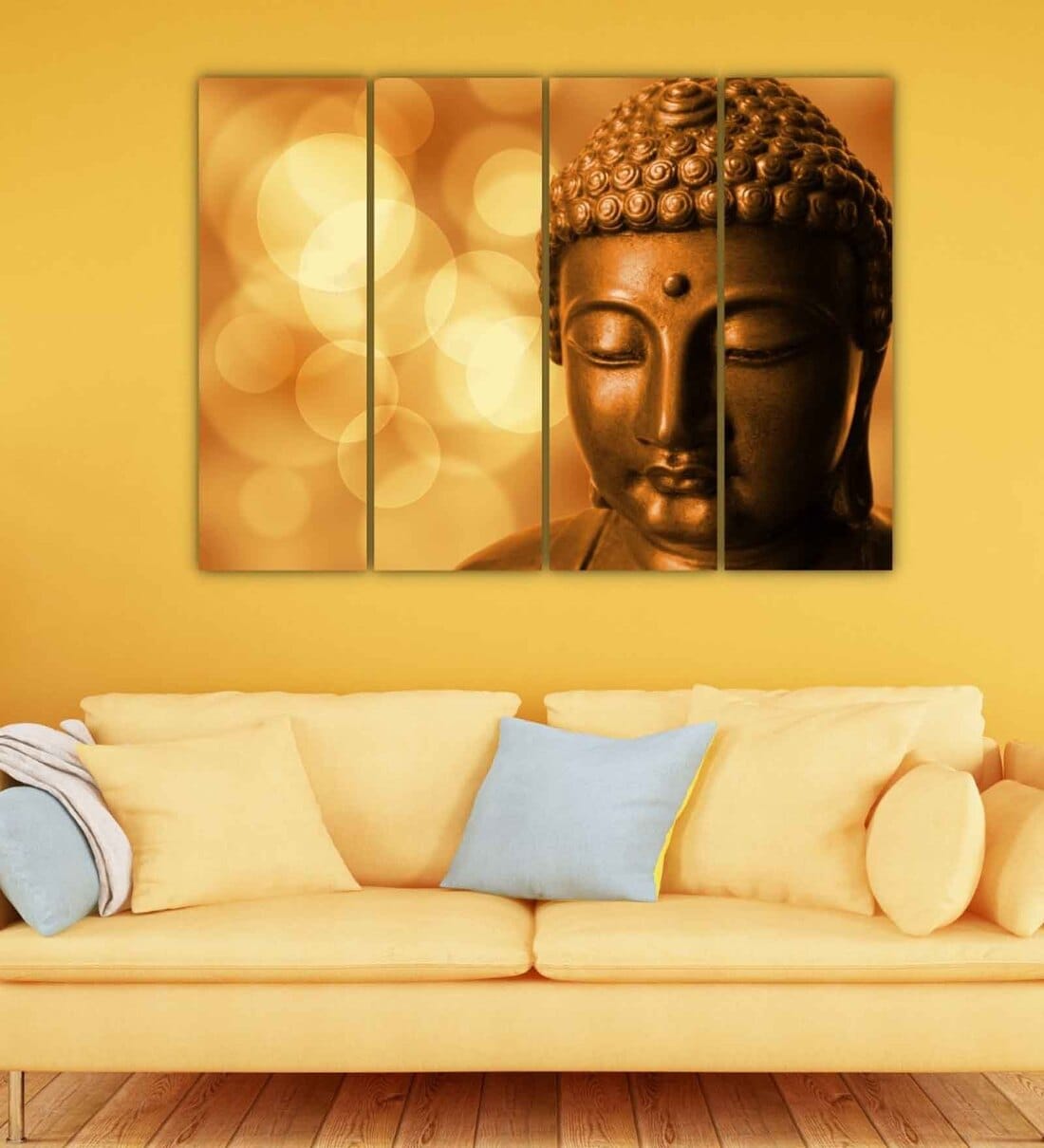 Buy Buddha Religious Gold Wood Framed Spiritual Art Panel Set of 4 ...