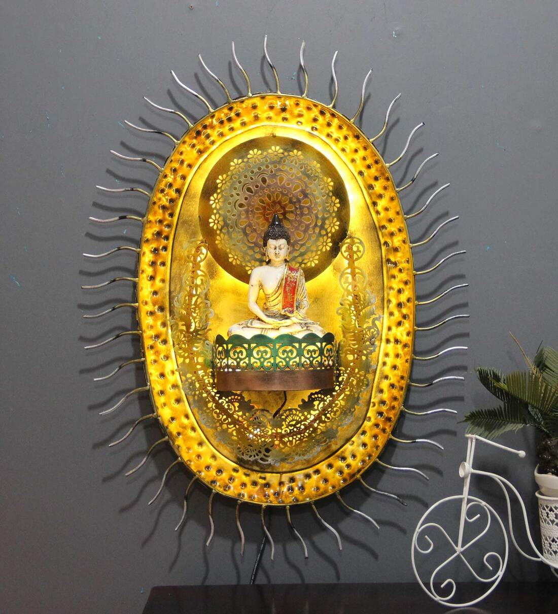 Buy Iron Buddha Wall Art In Gold By Malik Design Online Spiritual Metal Art Metal Wall Art