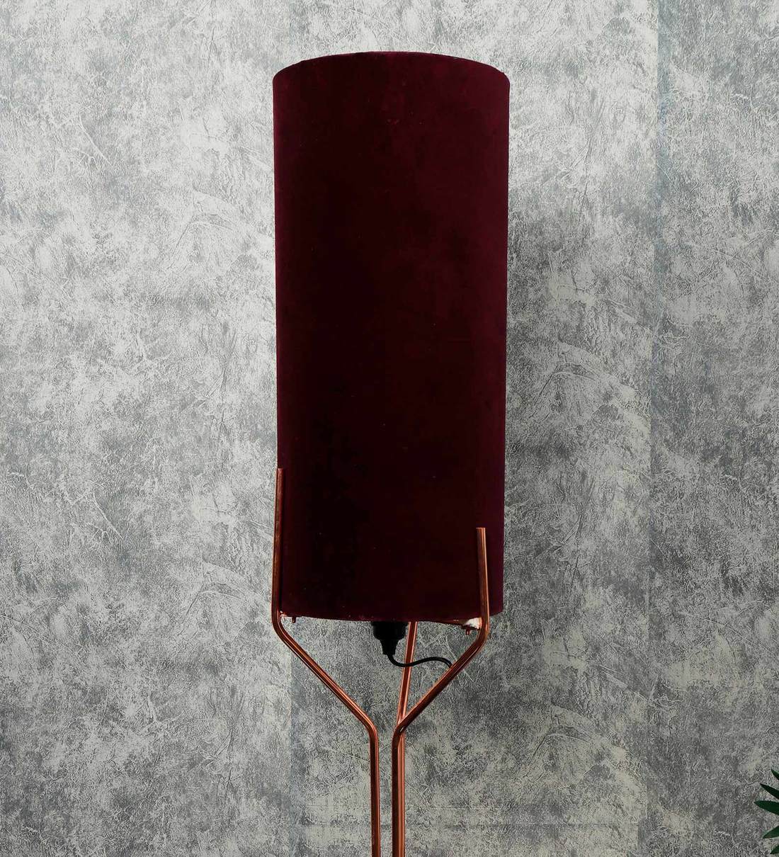Buy Burgundy Velvet Drum Long Lampshade by Grated Ginger Online Solid