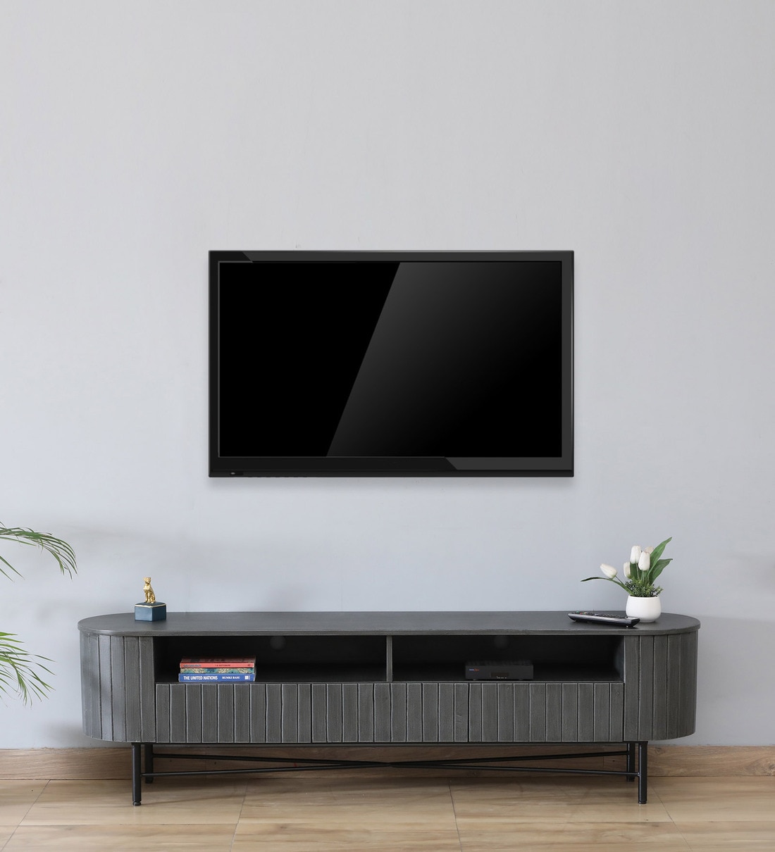 Buy Burruss Solid Wood TV Console for TVs Upto 70\ in Grey Finish at 1% ...