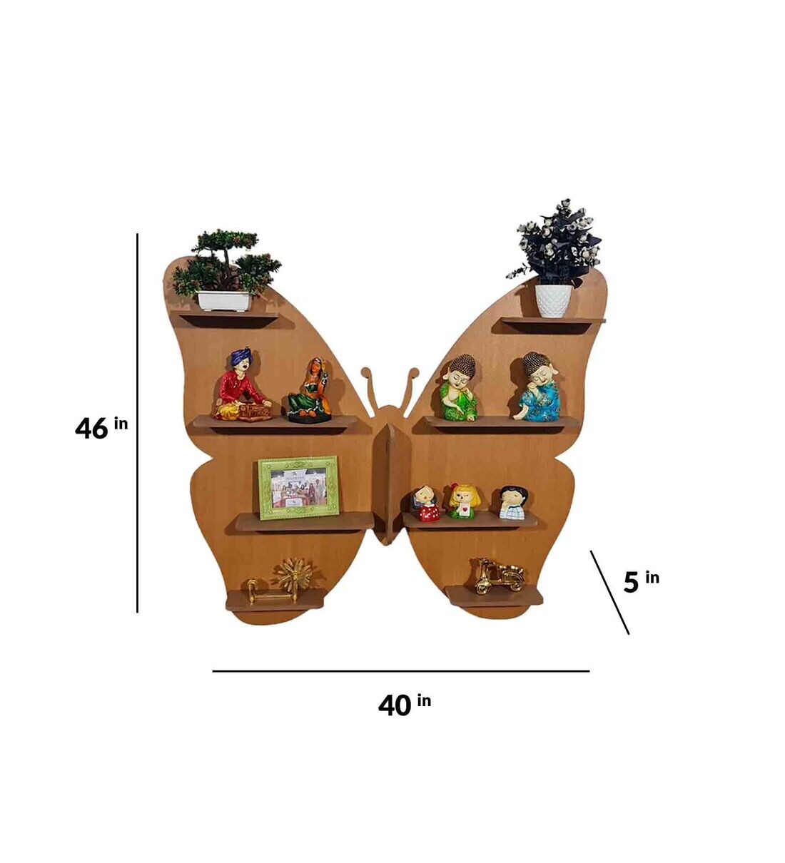 Buy Butterfly Attractive MDF Wood Wall Shelf by DecoreMantra Online