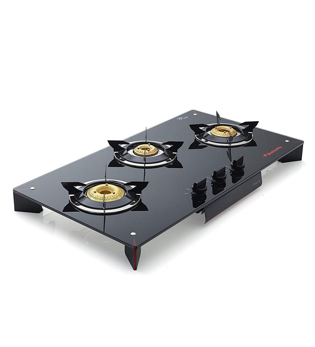 Buy Butterfly 3 Brass Burners Manual Glass Gas Stove (Model No Prism
