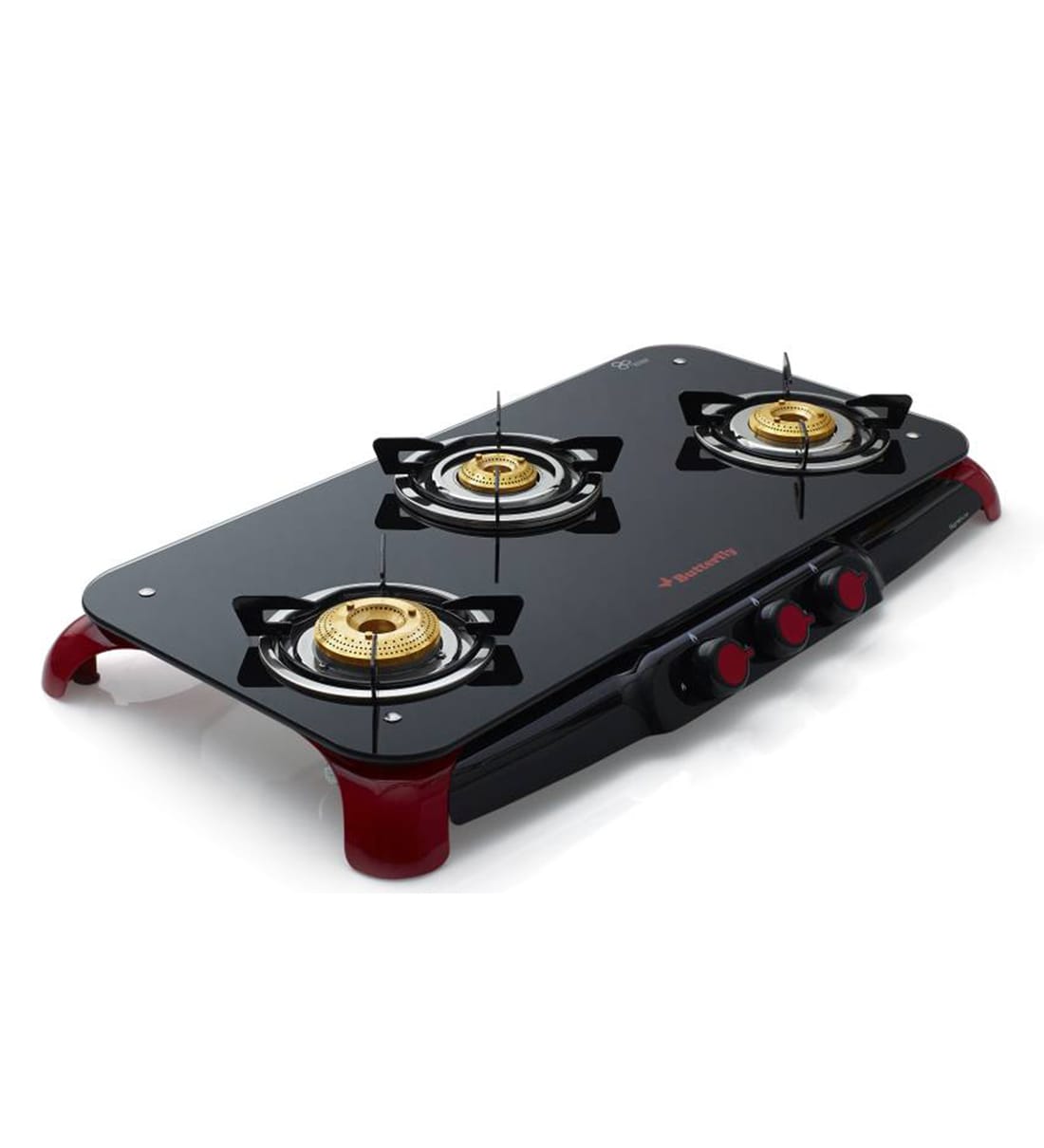 Buy Butterfly Red Signature 3 Burner Glass Top Stove Online Gas