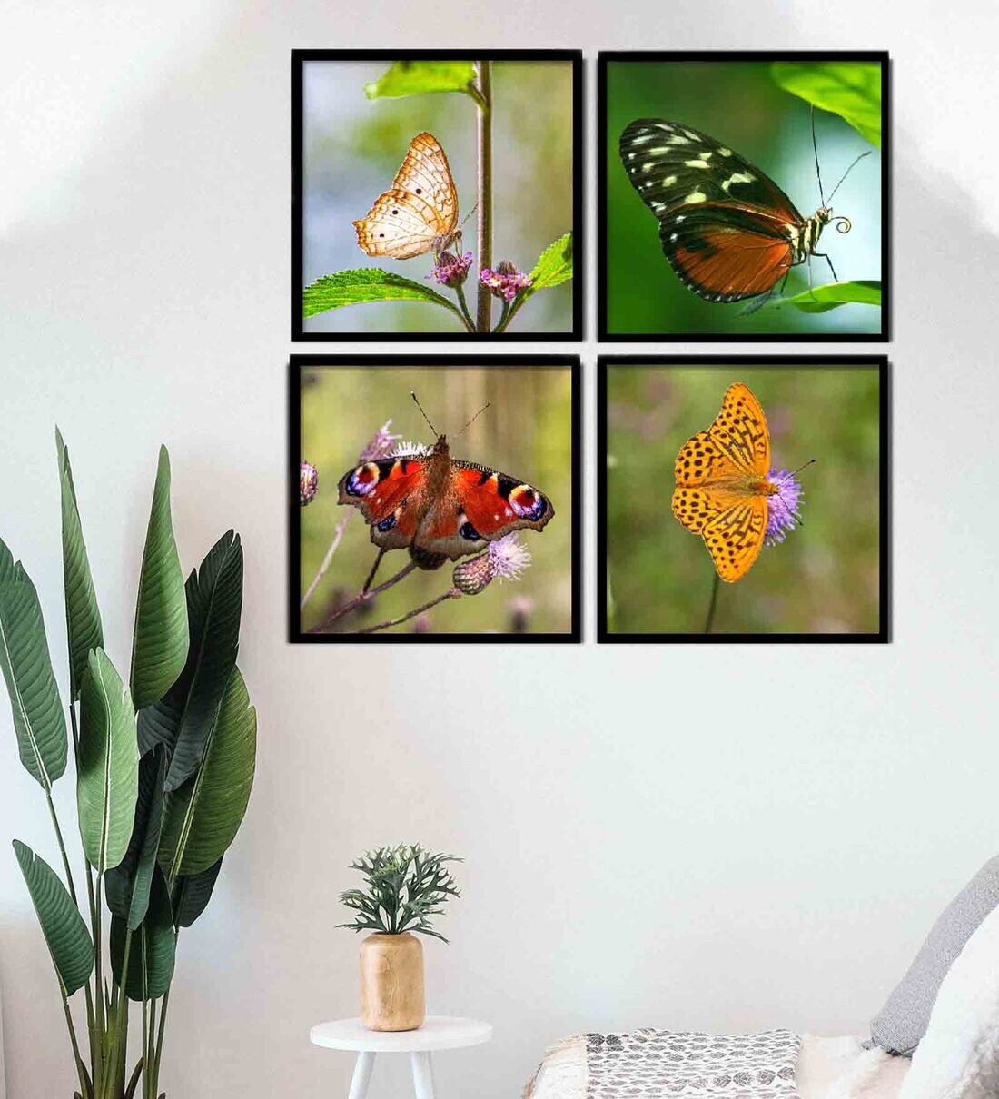 Buy Butterfly Yellow Engineered Wood Framed Wildlife Art Prints Set of
