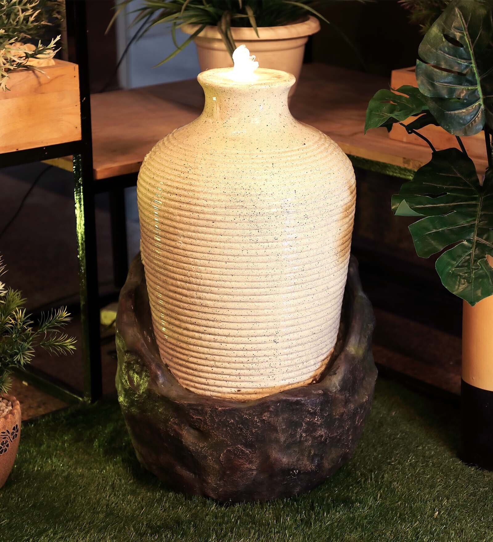 Buy Bubbling Vase Beige & Black Polyresin Indoor Fountain at 25 OFF by