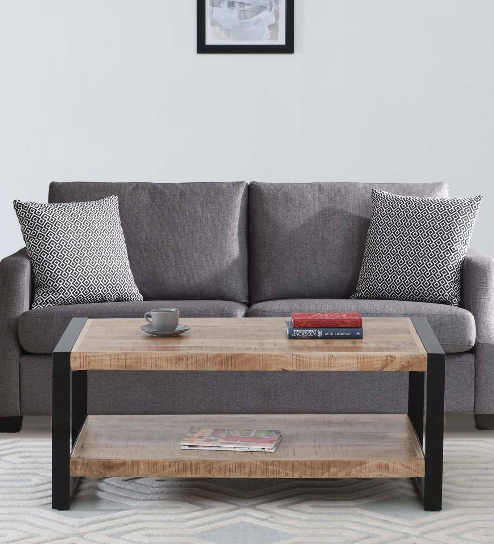 Bubon Solid Wood Coffee table Natural & black Finish