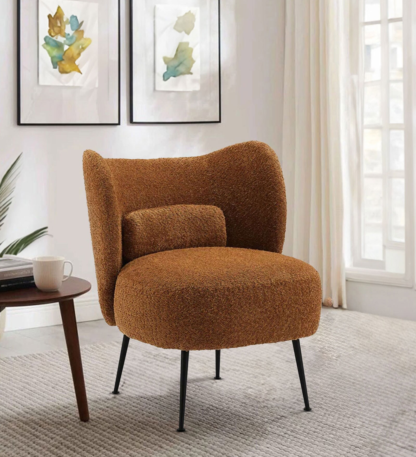 Bucolic Solace Fabric Lounge Chair In Brown Color