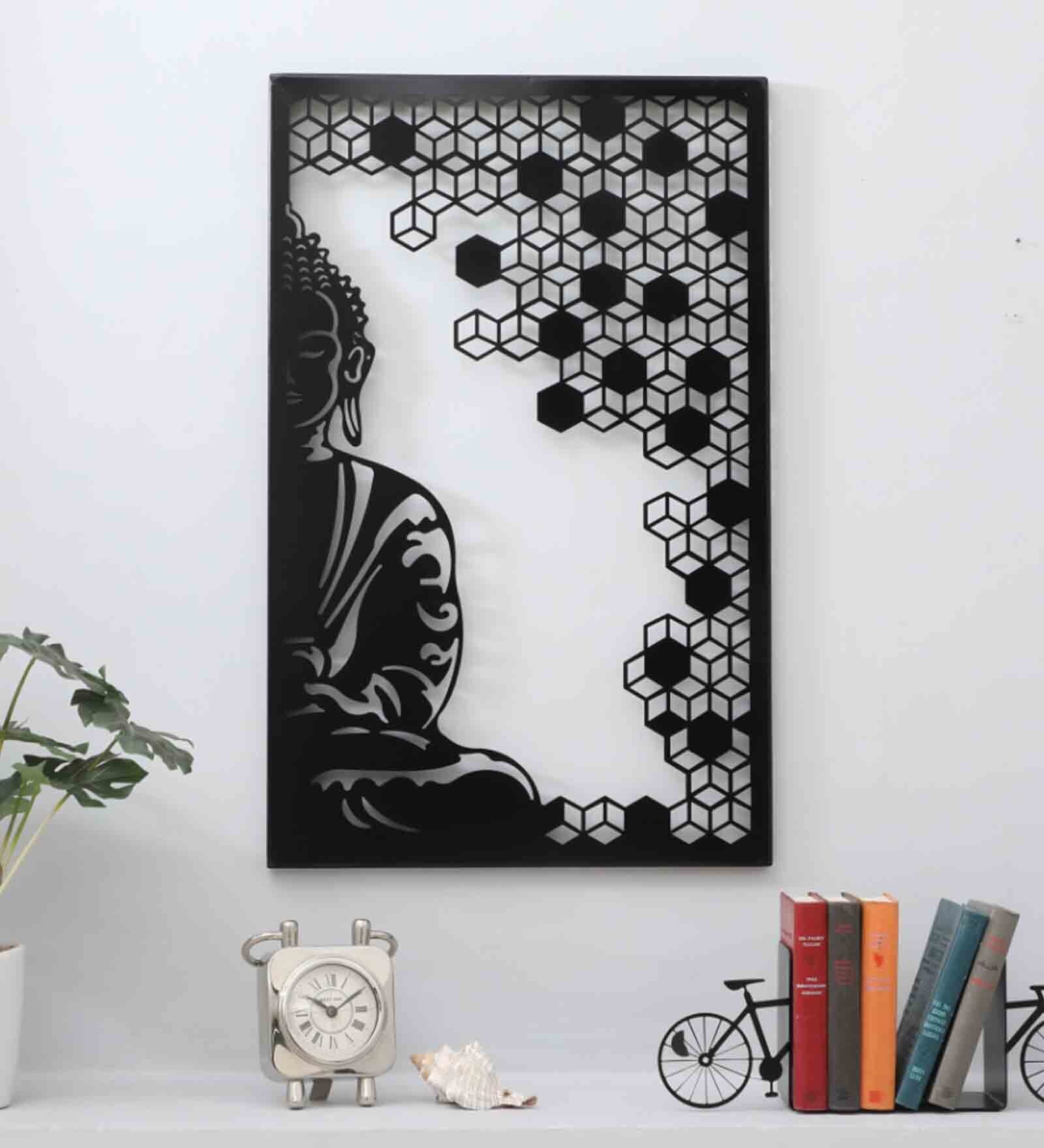 Buddha Black Spiritual Metal Wall Art