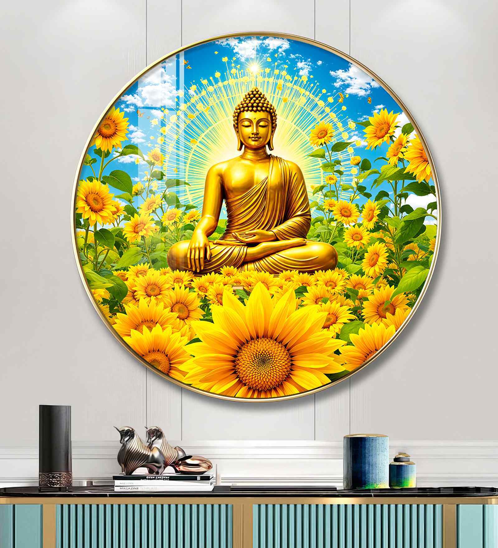 Buddha Deep Meditating Acrylic Round Wall Art