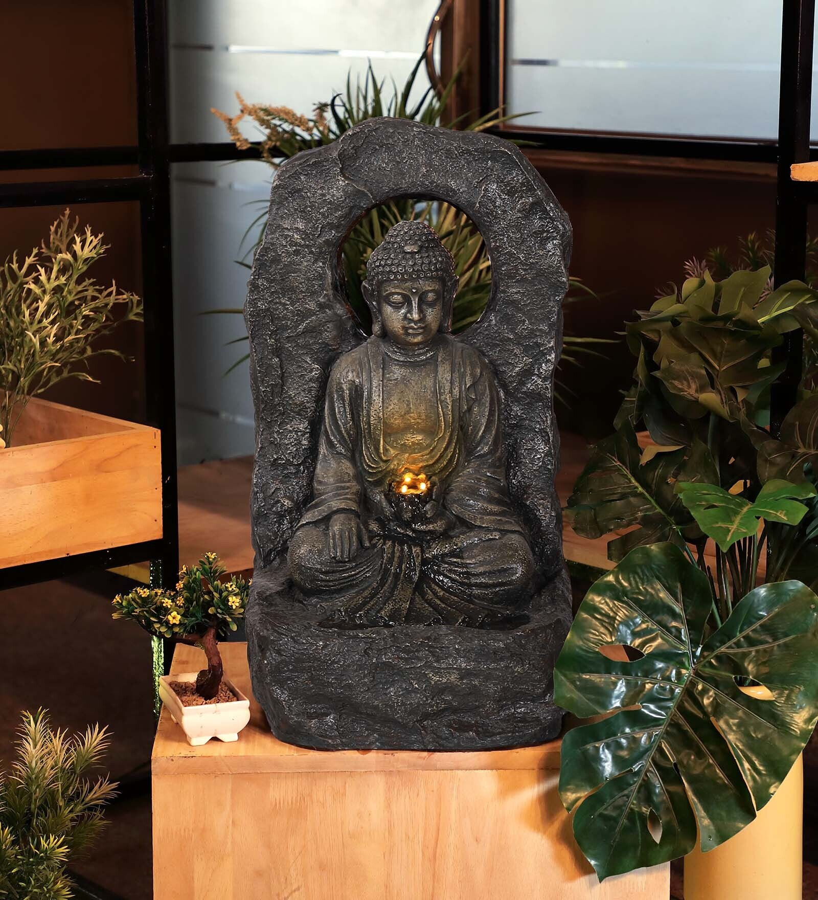 Buy Buddha Immortal Grey Polyresin Indoor Fountain by Ripples at 25