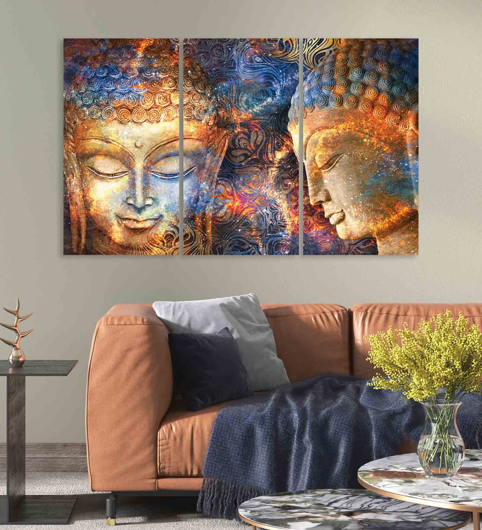 Buy Buddha Multicolour Canvas (Set of 3) Art Panels at 10 OFF by