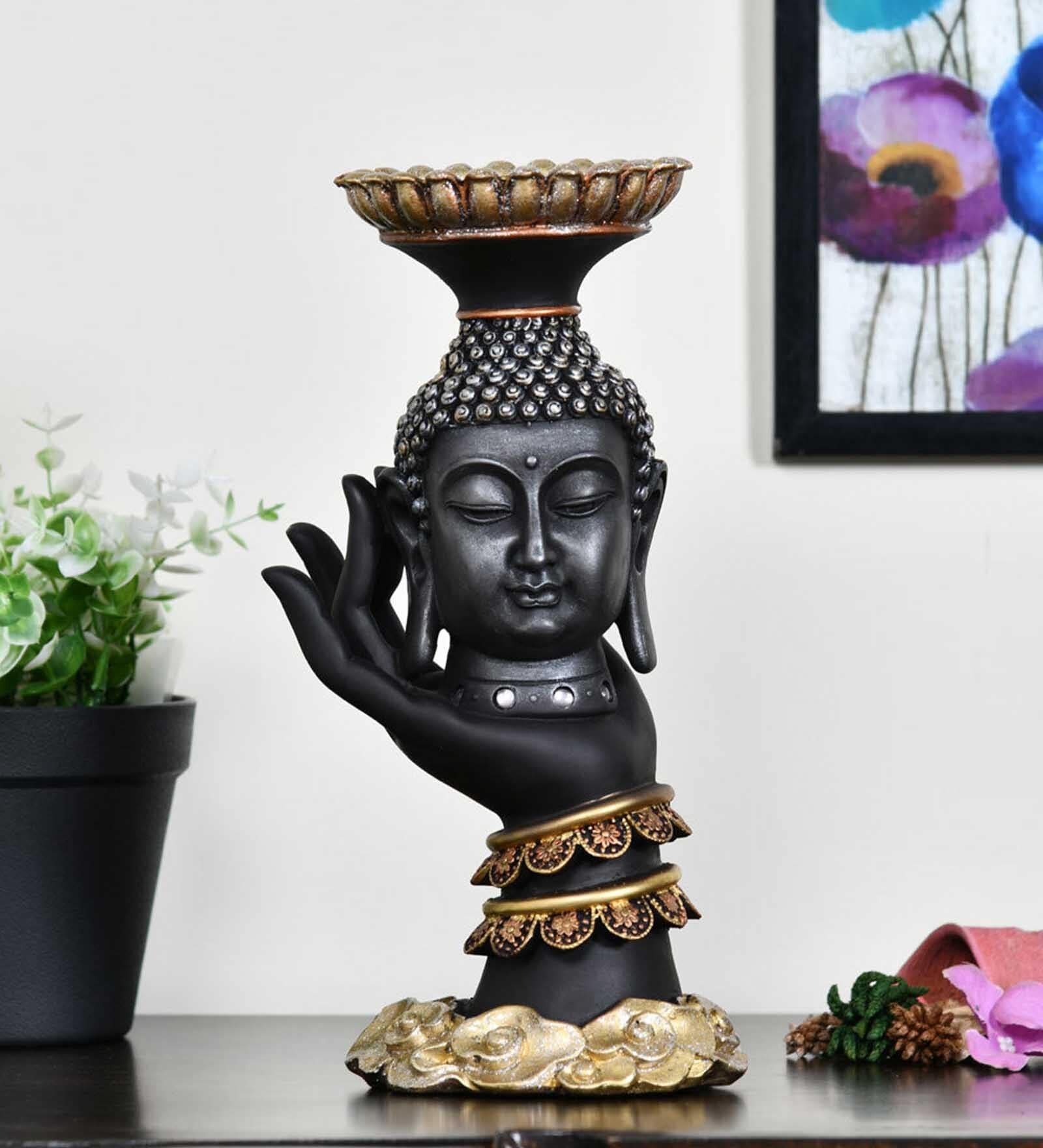 Buy Buddha On Hand Poly Resin Candle Holder at 38 OFF by home Pepperfry