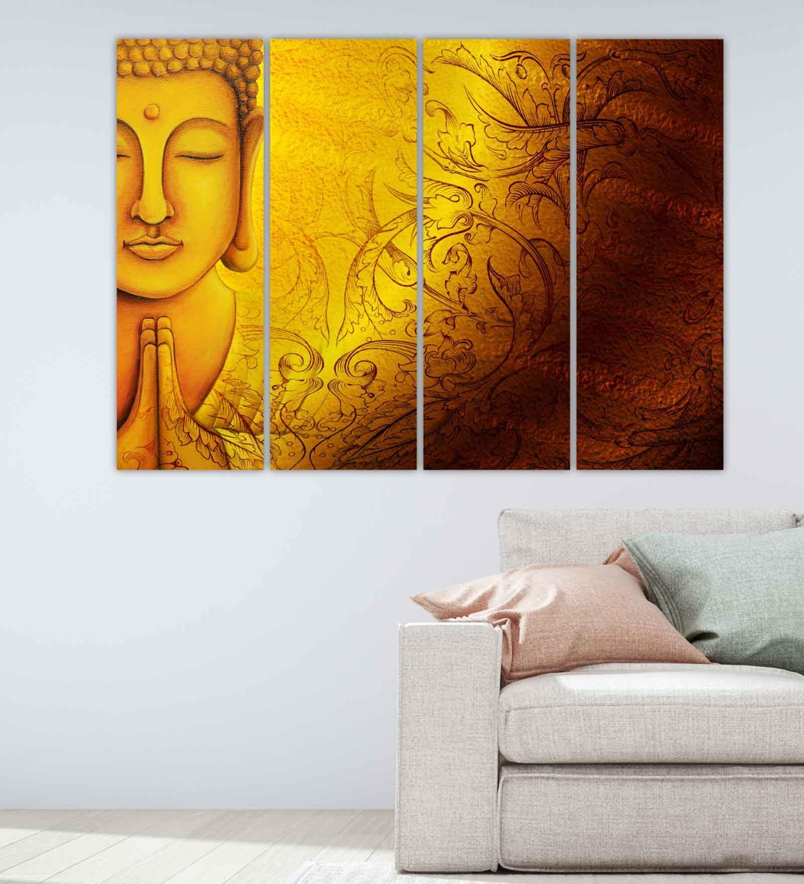 Buy Buddha Yellow Wood Framed Spiritual Art Panel Set of 4 at 44% OFF ...