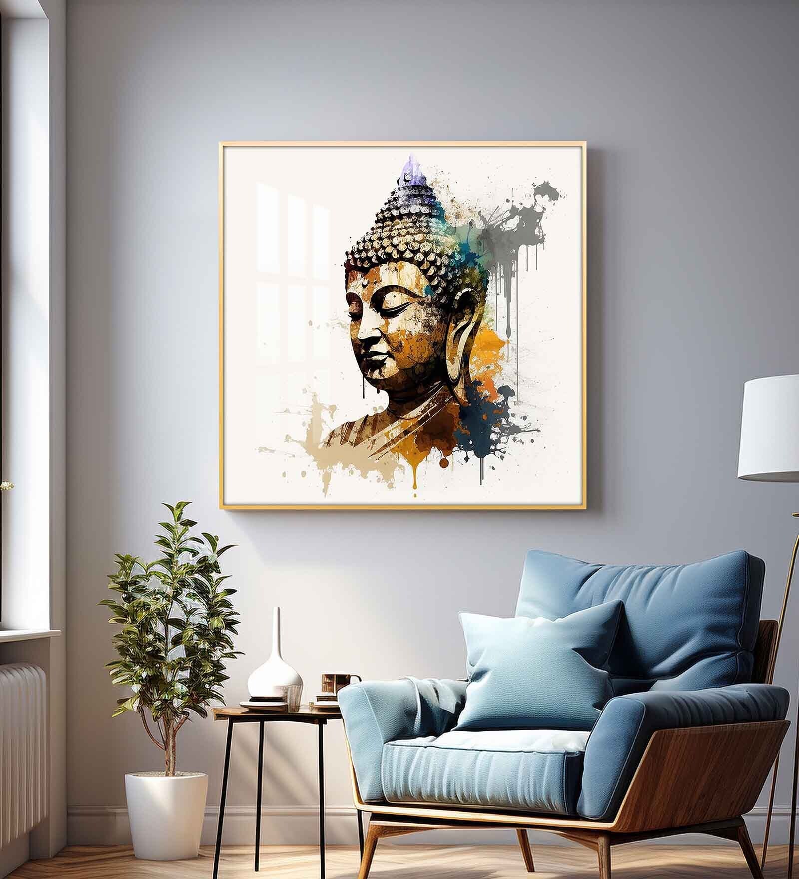 Buddha's Serenity Glass Finish Square Wall Art