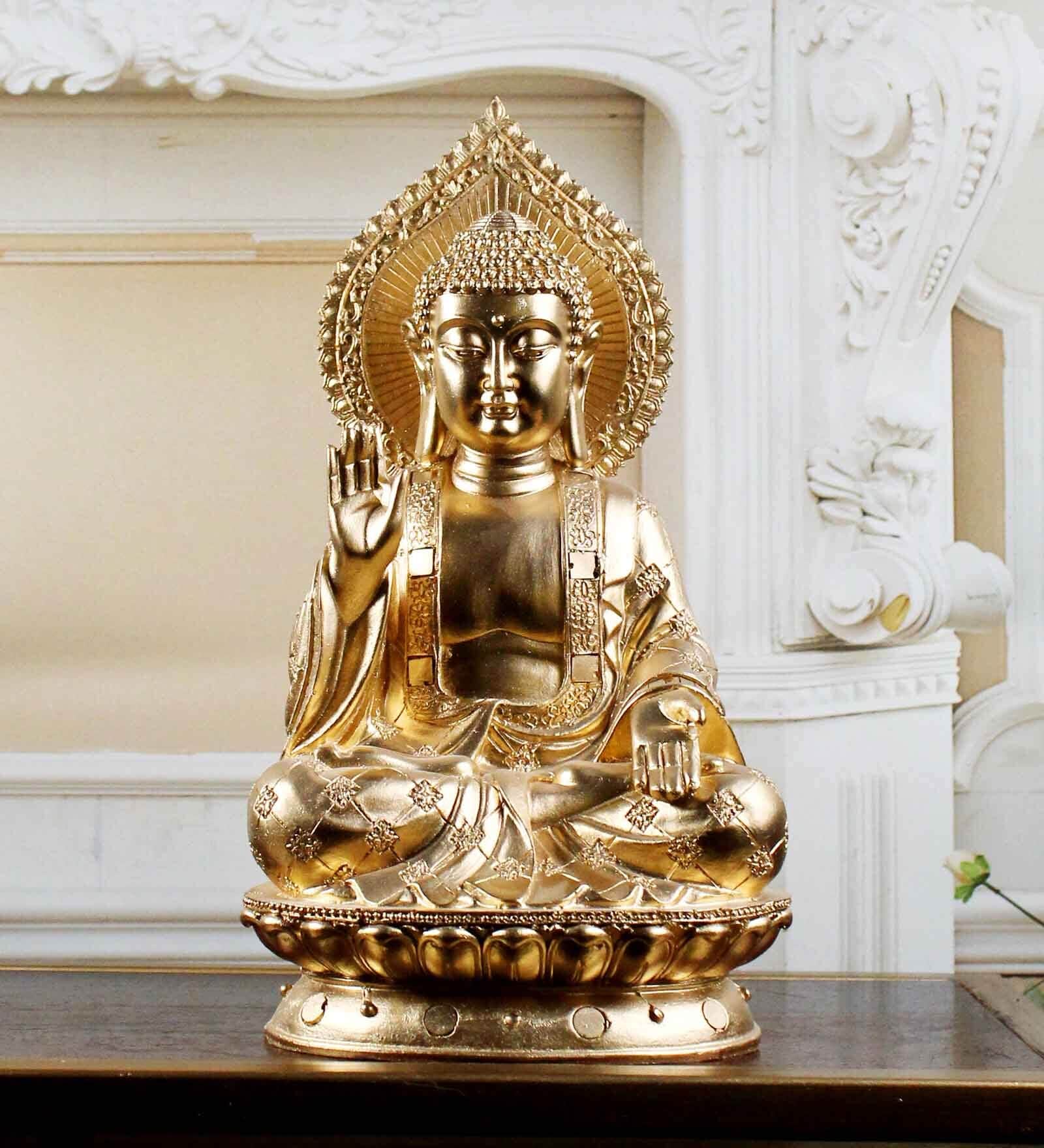 Buddha Serenity Golden Polyresin Idol