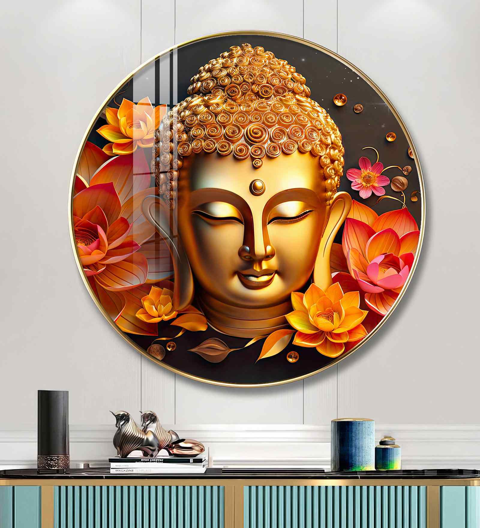 Buddha Spiritual Awakening Acrylic Round Wall Art