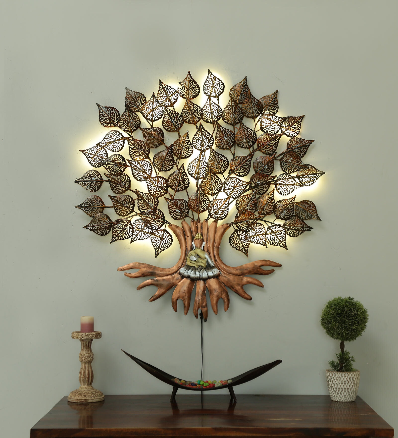 Iron Piple Tree Wall Art In Brown