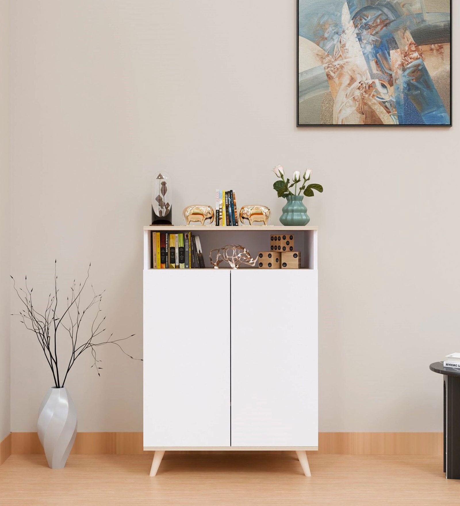 Buffet Cabinet Sideboard In White And Canyon Oak Colour