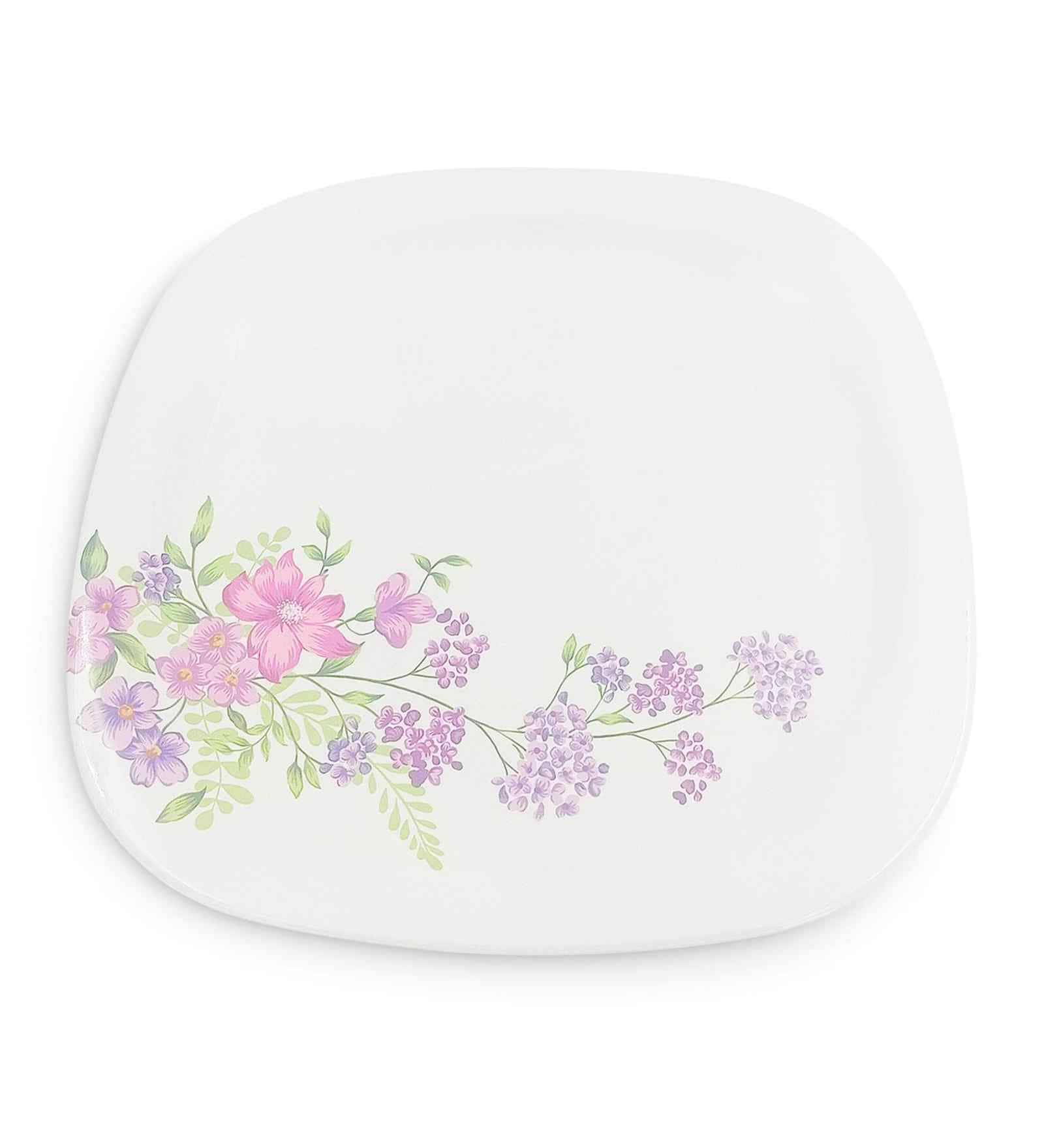 Buffet Plate Set   Lilac Flower  12.5  , Stain Free, Glazed Finish, Pure Melamine ,6 Nos.