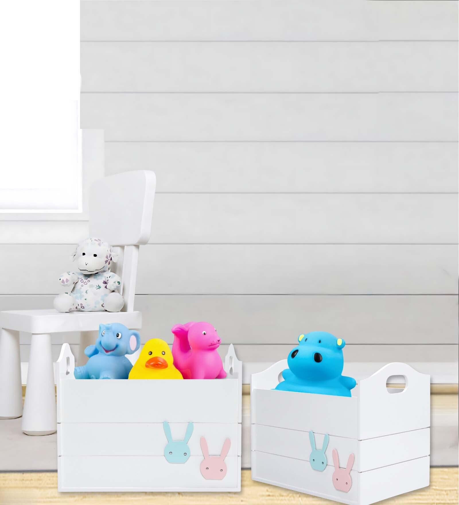 Bunny Rabbit Kids Storage Basket in White Colour
