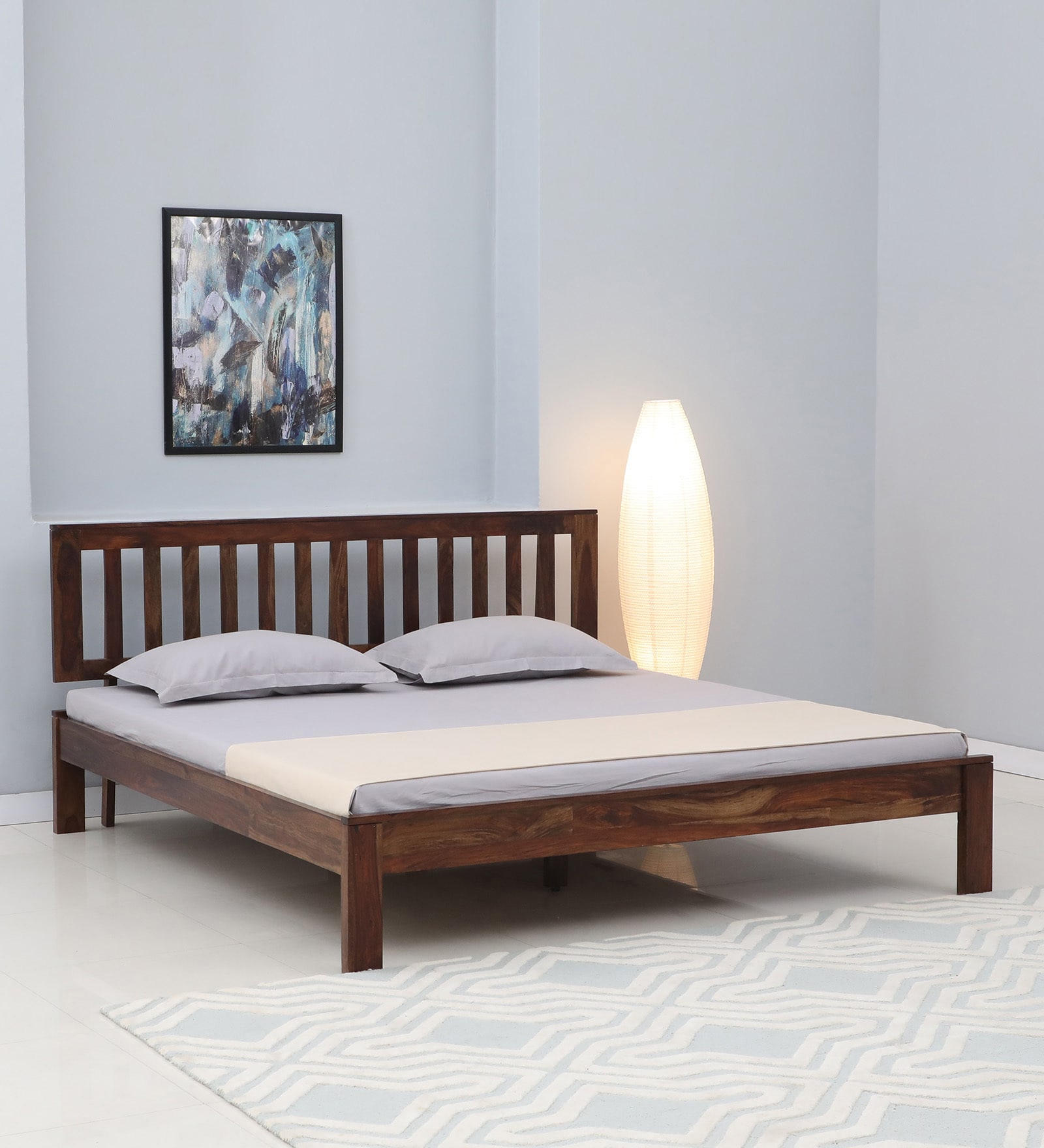Buren Sheesham Wood King Size Bed In Provincial Teak Finish