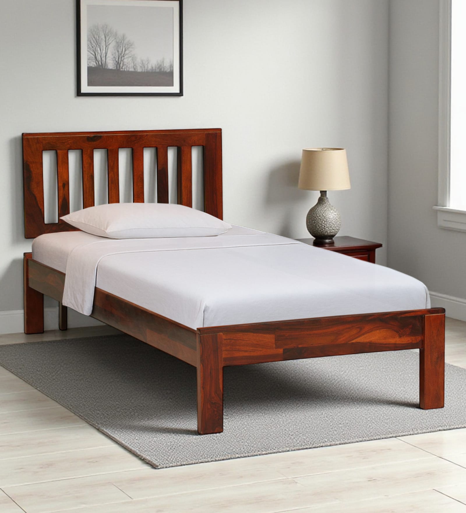 Buren Sheesham Wood Single Bed In Honey Oak  Finish