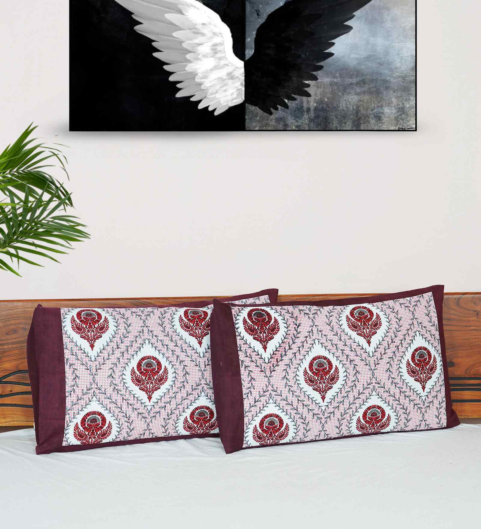 Burgandy Cotton Premium Quality 180 TC (17*27 Inches) Pillow Covers Set