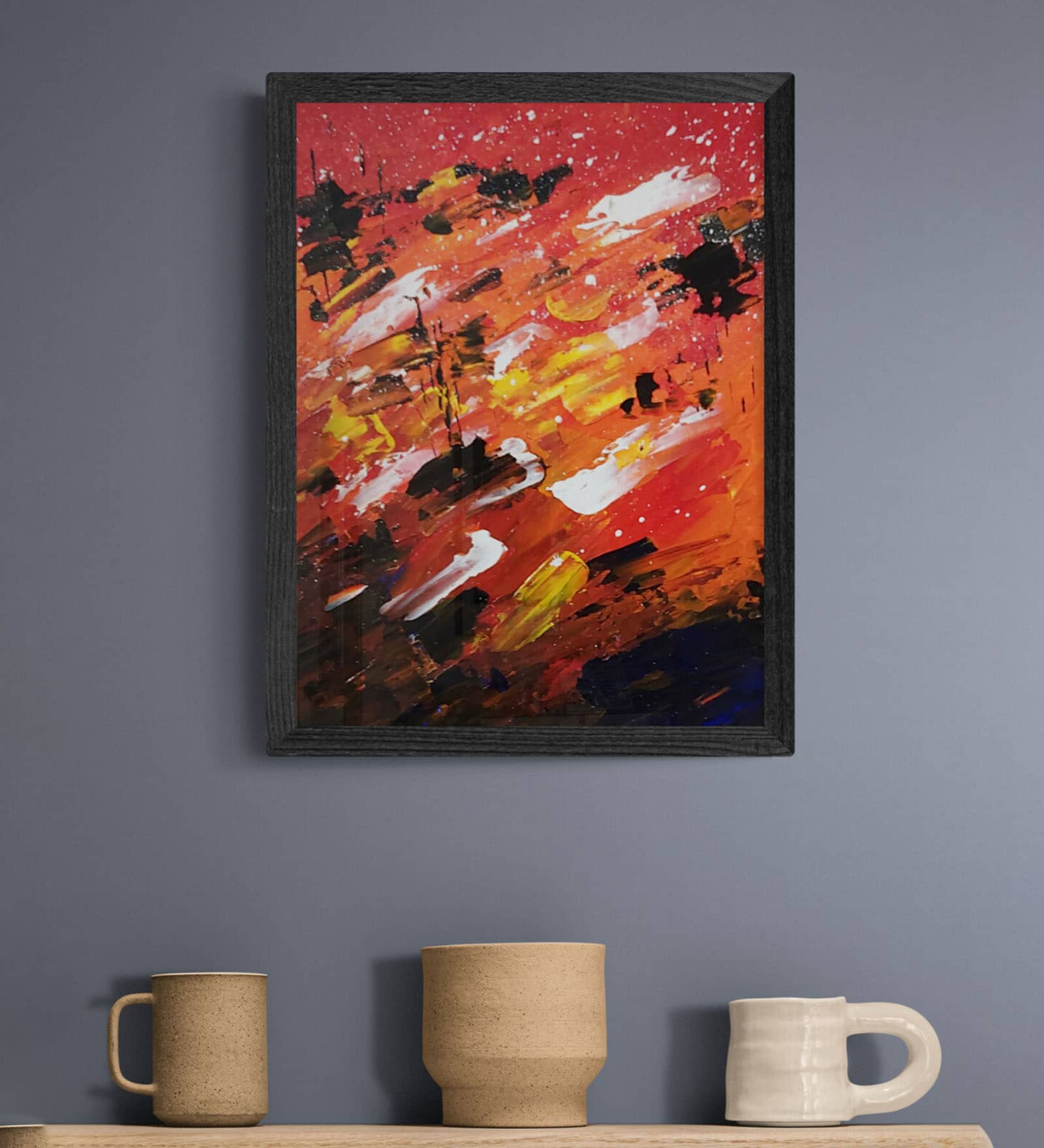 Burning Flames  Handmade Acrylic Paint On Canvas Unframed