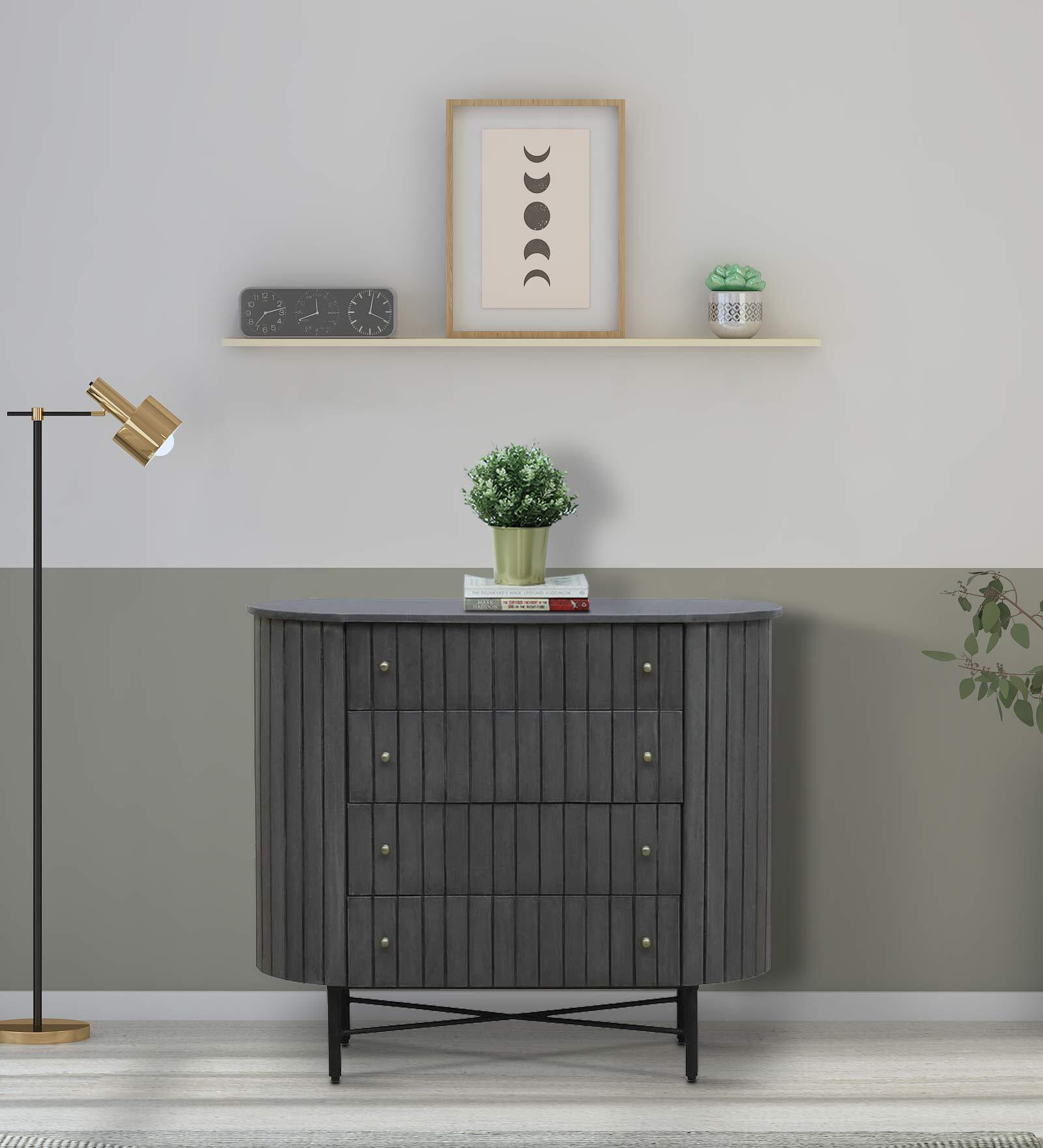 Burruss Solid Wood Chest Of Drawers In Grey Colour