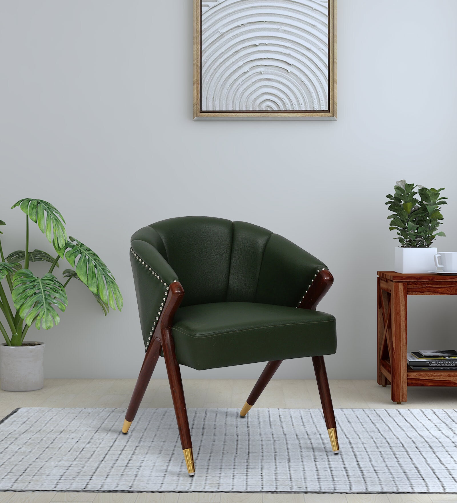 Busveal Leatherette Arm Chair In Green Colour