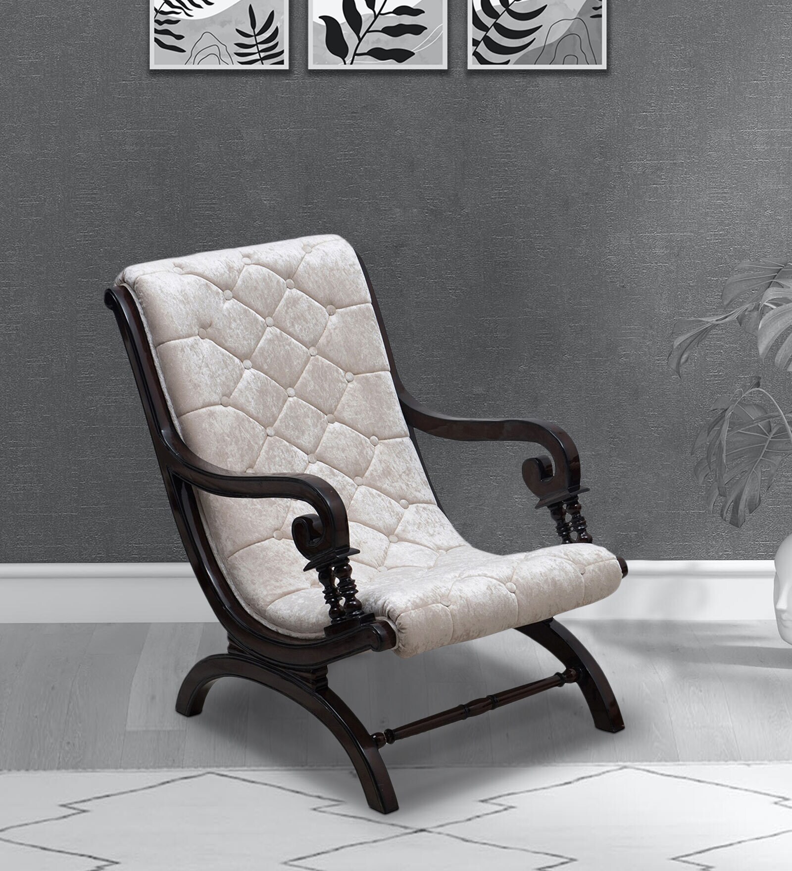 Butros Lounge Chair in Brown & Silver Colour