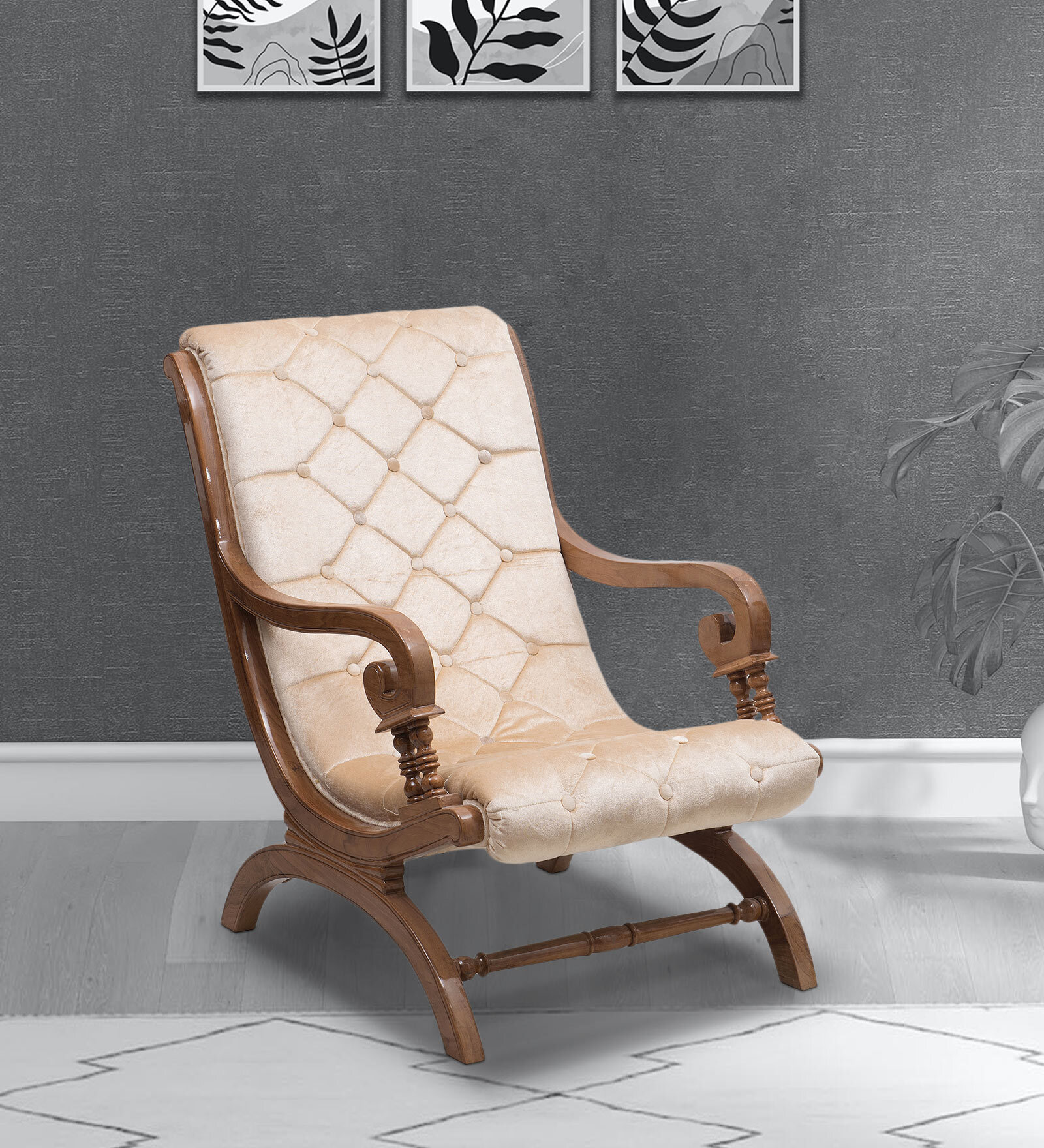 Butros Rocking Chair in Teak Colour