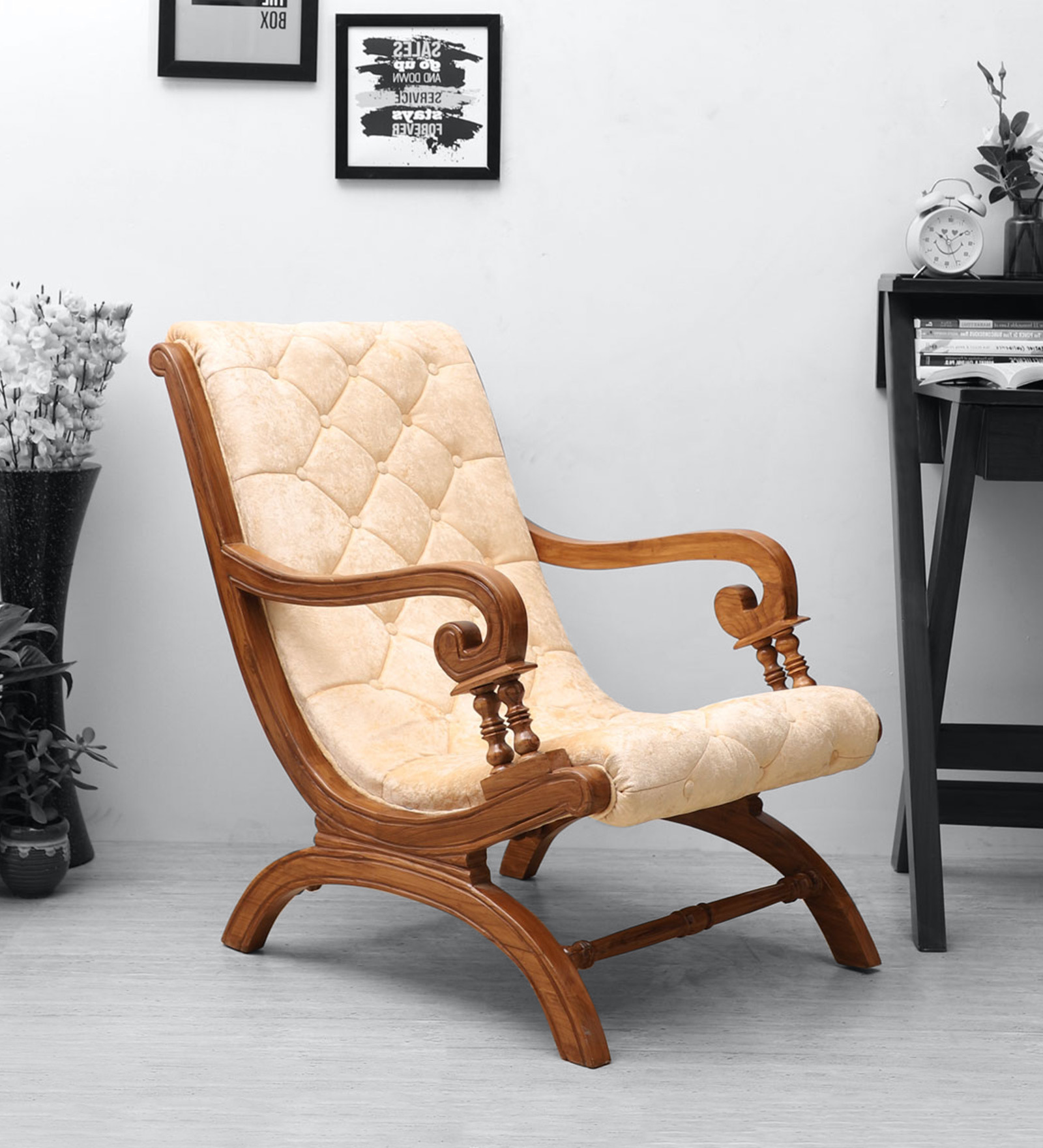 Butros Arm Chair in Teak Finish