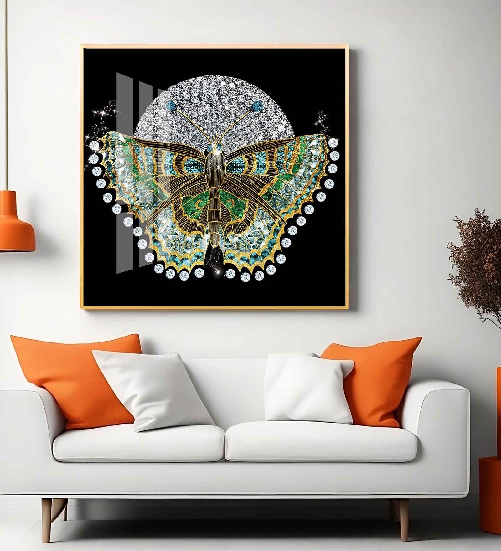 Butterfly Bliss Glass Finish Square Wall Art