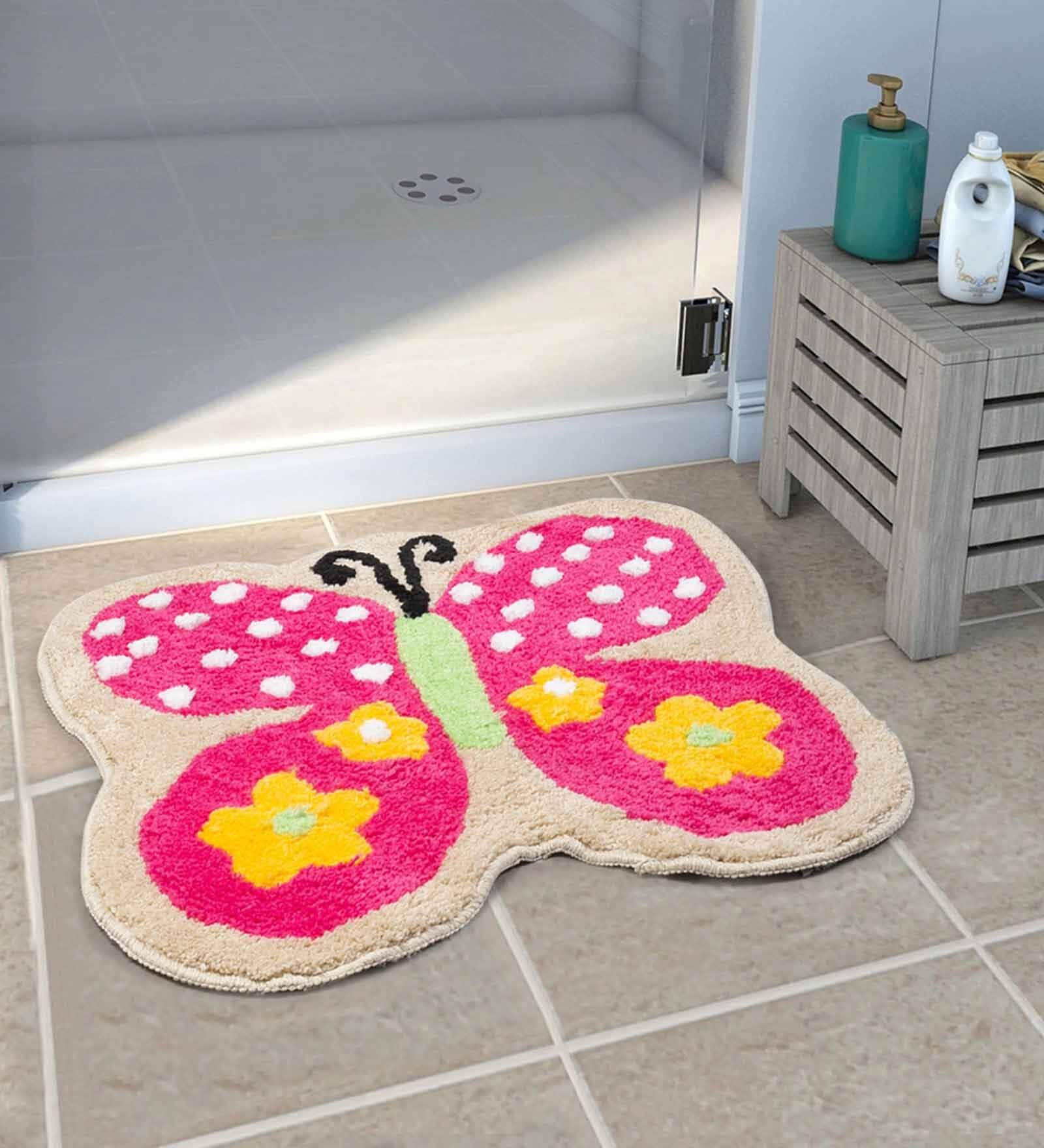 Pink Abstract Microfibre 18 x 22 Inches Kids Floor Mat