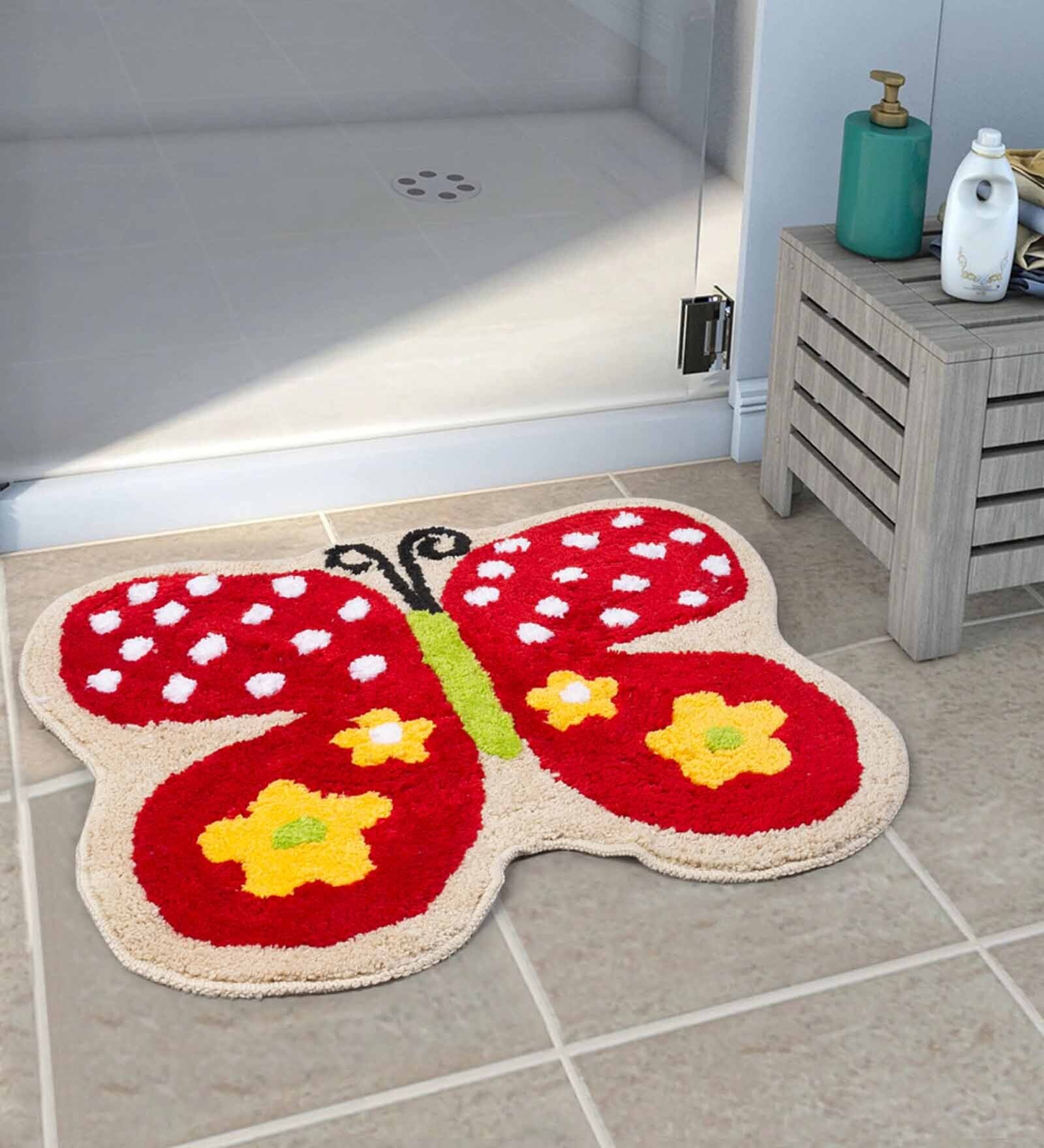 Red Abstract Microfibre 18 x 22 Inches Kids Floor Mat