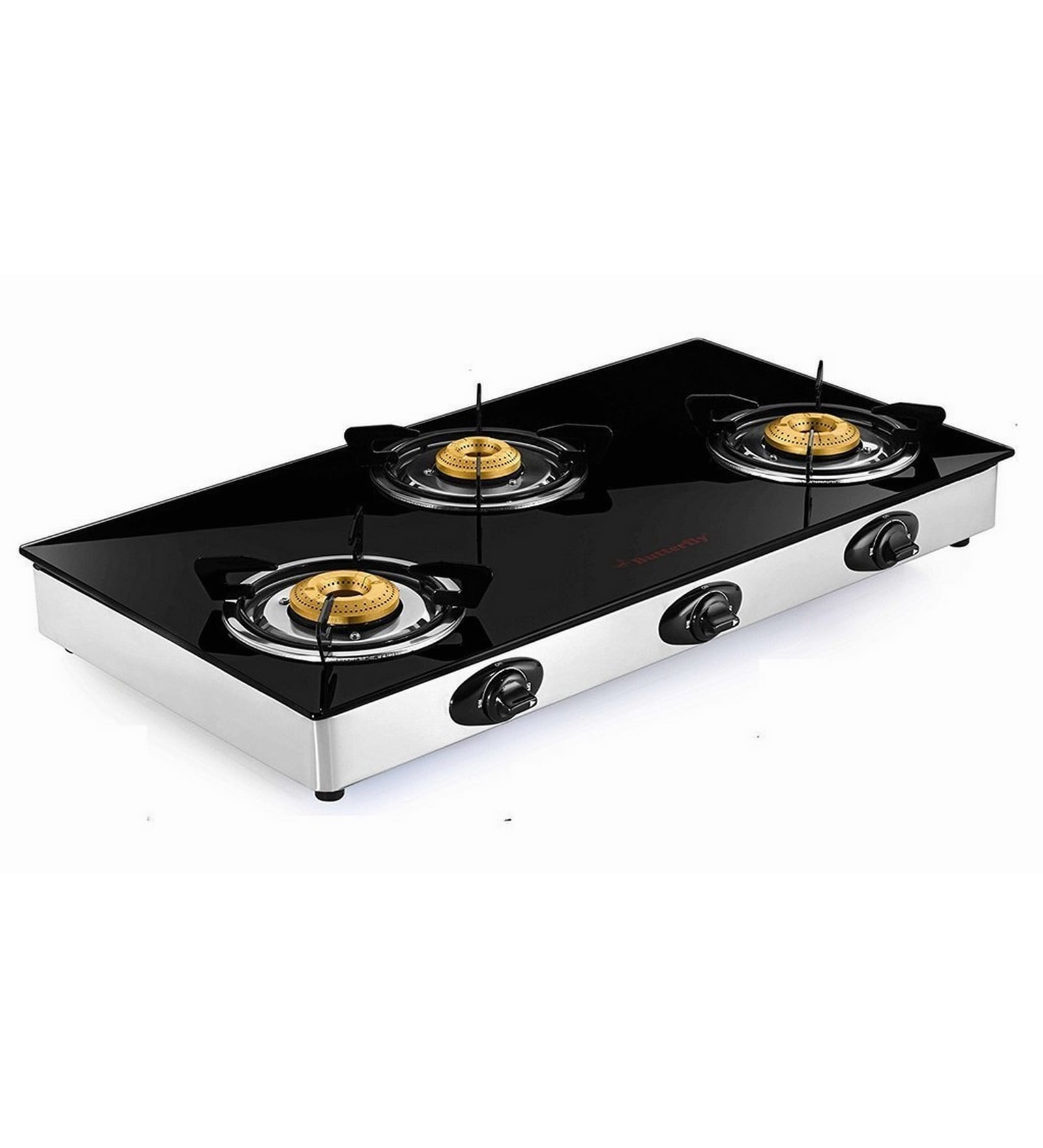 Buy Butterfly Stainless Steel Grand 3 Burner Glass Top Gas Stove Online