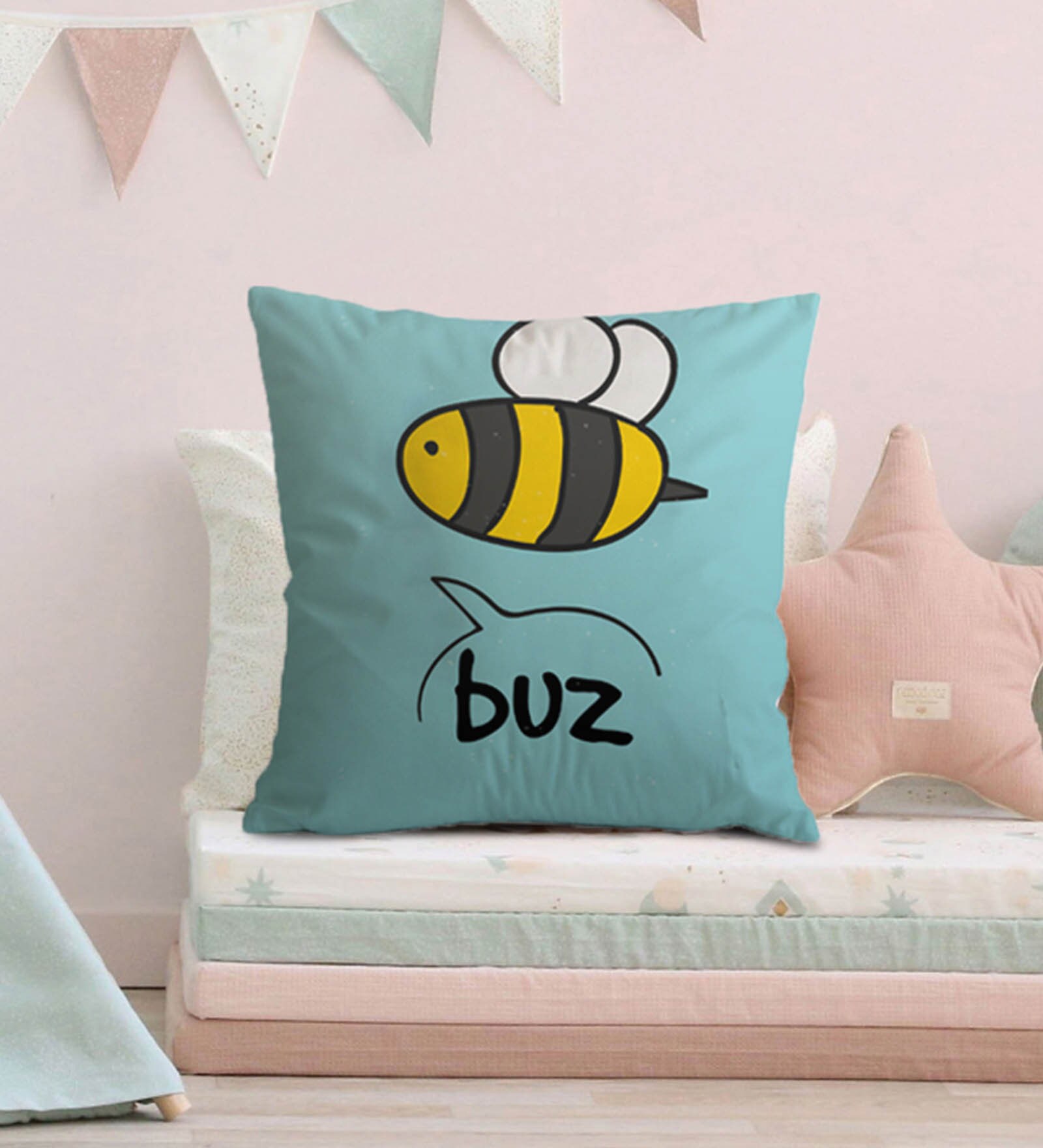 Canvas Cushion with Buzzy Bee Print