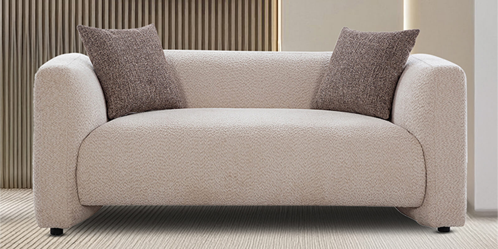 Bucharest Fabric 2 Seater Sofa In Beige Colour
