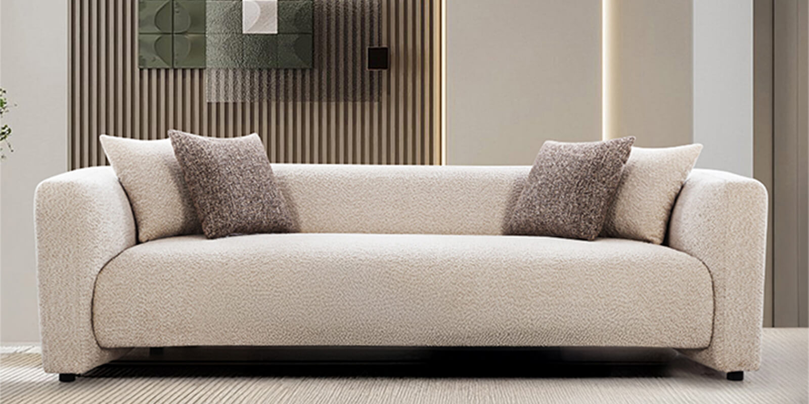 Bucharest Fabric 3 Seater Sofa In Beige Colour