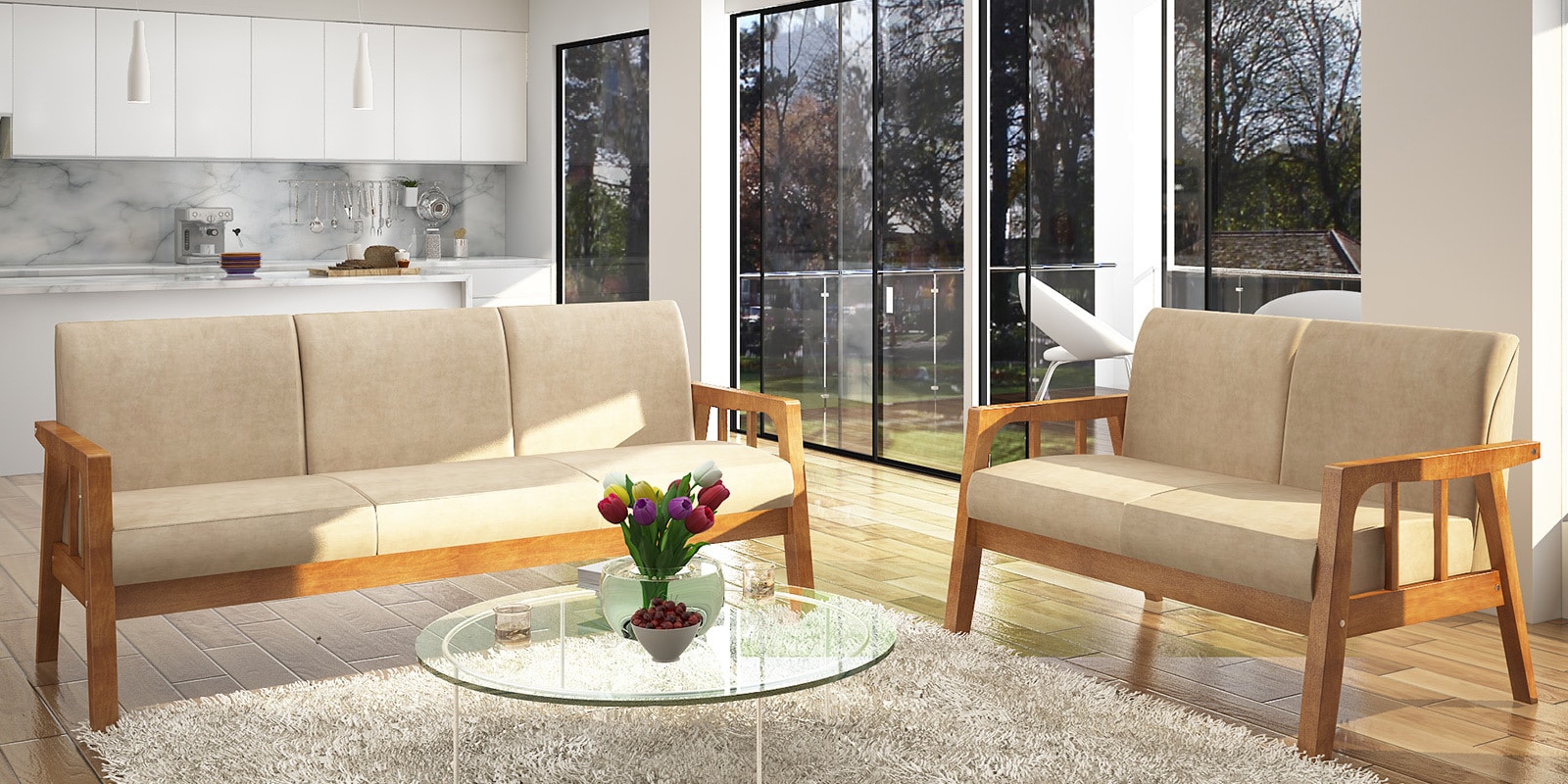 Burke Sofa Set ( 3+2 ) in Melamine Finish Colour