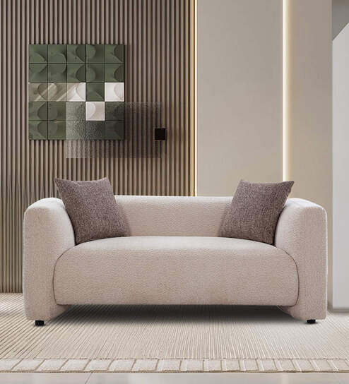 Bucharest Fabric 2 Seater Sofa In Beige Colour