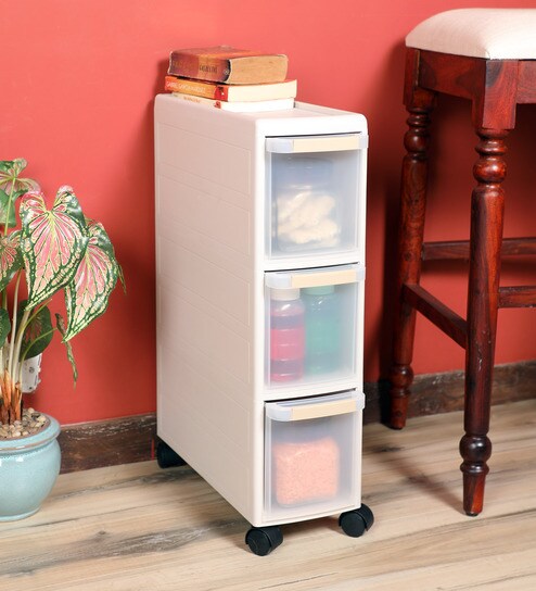 Buy 3 Compartment Portable Storage Drawer With Wheels By Buckle Up