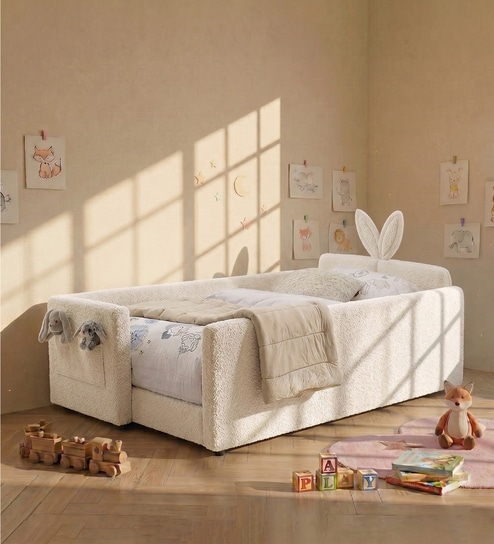 Bunny Kids Toddler Bed In Beige Colour