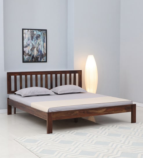 Buren Sheesham Wood King Size Bed In Provincial Teak Finish