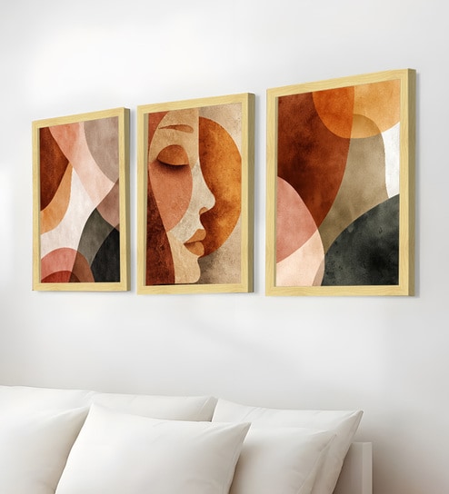 art street Terracotta Abstract Wall Art Framed Set of 3-picture-14