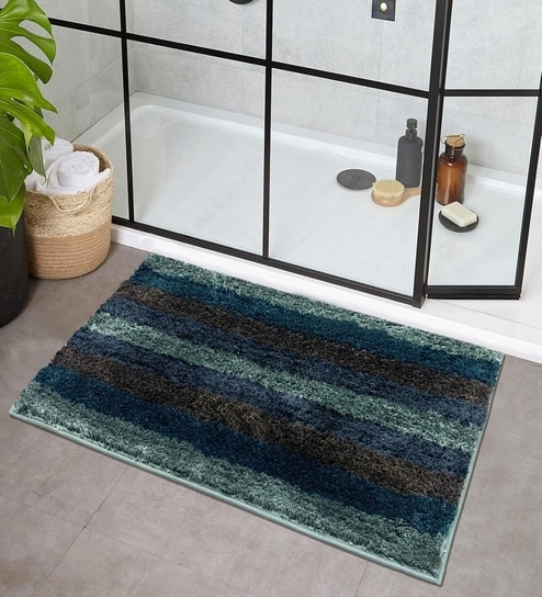 Burn Green Microfibre 23x35 Inches Fluffy Bath Mat