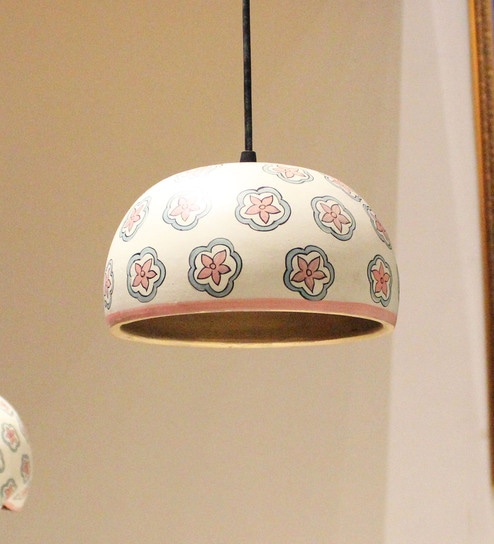 Buta Print Terracotta Dome Hanging Light