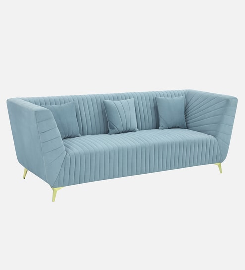 Butterfly 3 Seater Sofa In Sky grey Color
